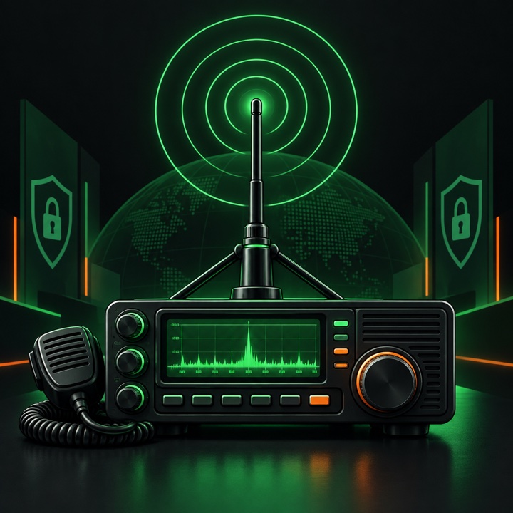 Amateur radio transceiver and green signal rings